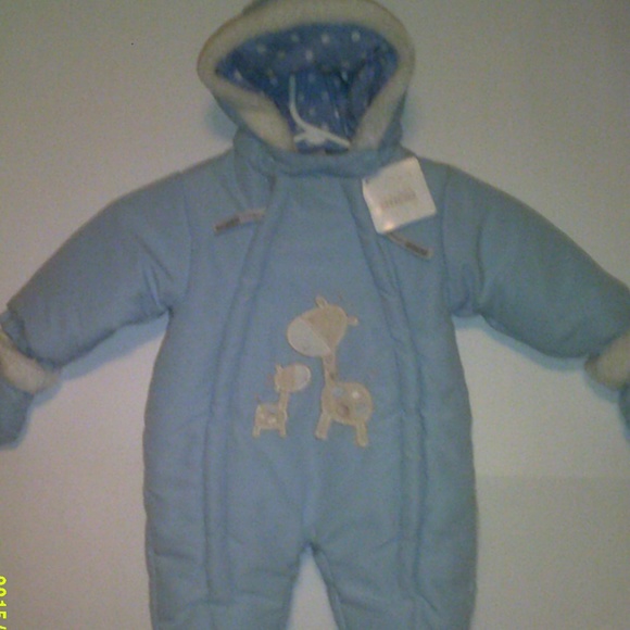 New Warm Baby Snowsuit  in powder blue & side Zip - Picture 1 of 3